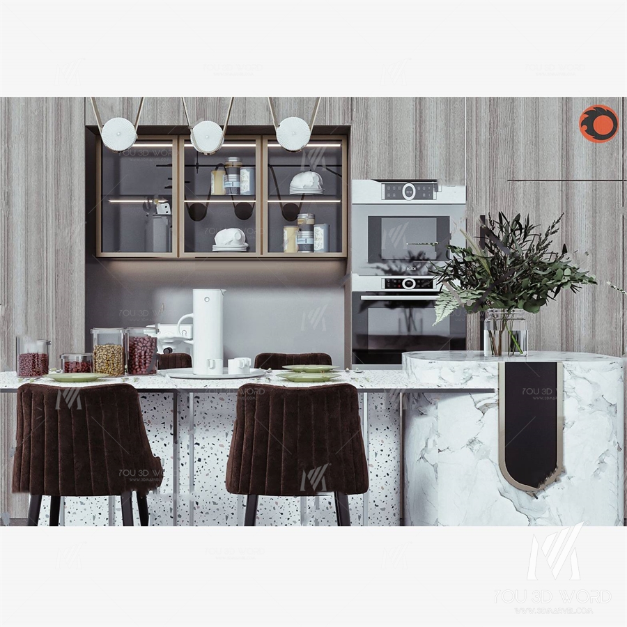 Modern Marble Bar Bar Chair 3d model